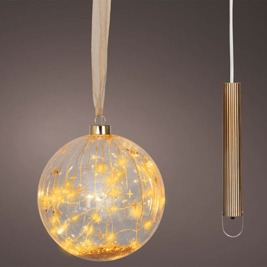 Micro bola de led, luz quente, para uso interno, funciona a pilhas, Ã¸14 cm, transparente com fio de cobre_0