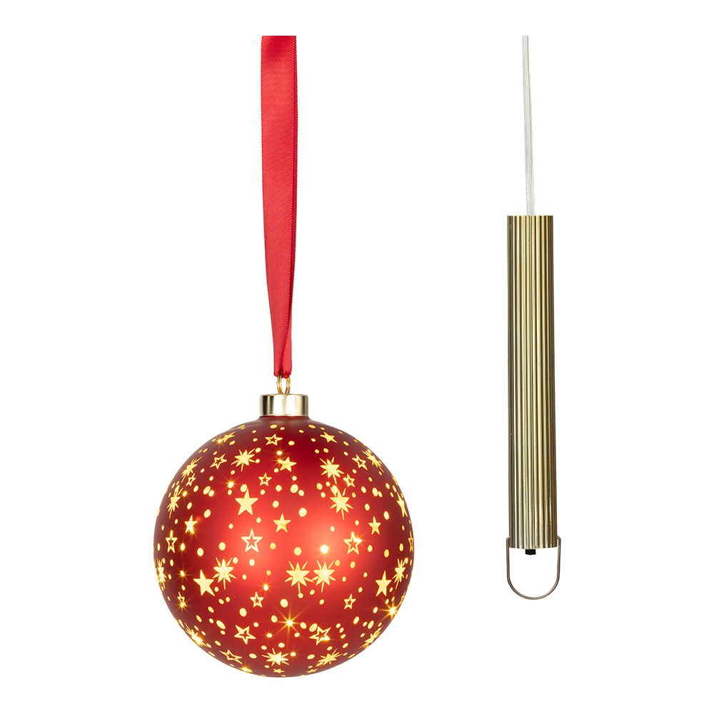 Micro bola de led, luz quente, para uso interno, funciona a pilhas, Ã¸14 cm, vermelha com fio prateado_0