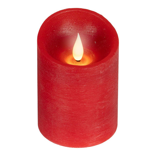 Vela de cera led, com topo curvo, cor vermelha, Ã¸7,5 x 10,5 cm_0