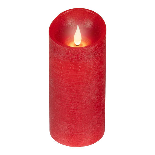 Vela de cera led, com topo curvo, cor vermelha, Ã¸7,5 x 17 cm_0