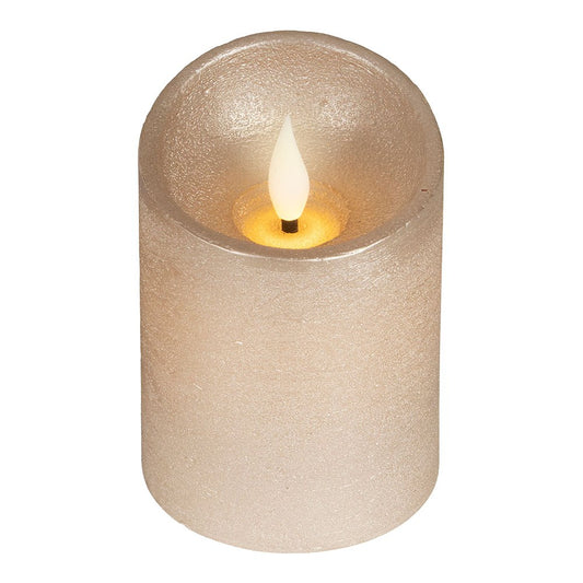 Vela de cera led, com topo curvo, cor dourada, Ã¸7,5 x 10,5 cm_0