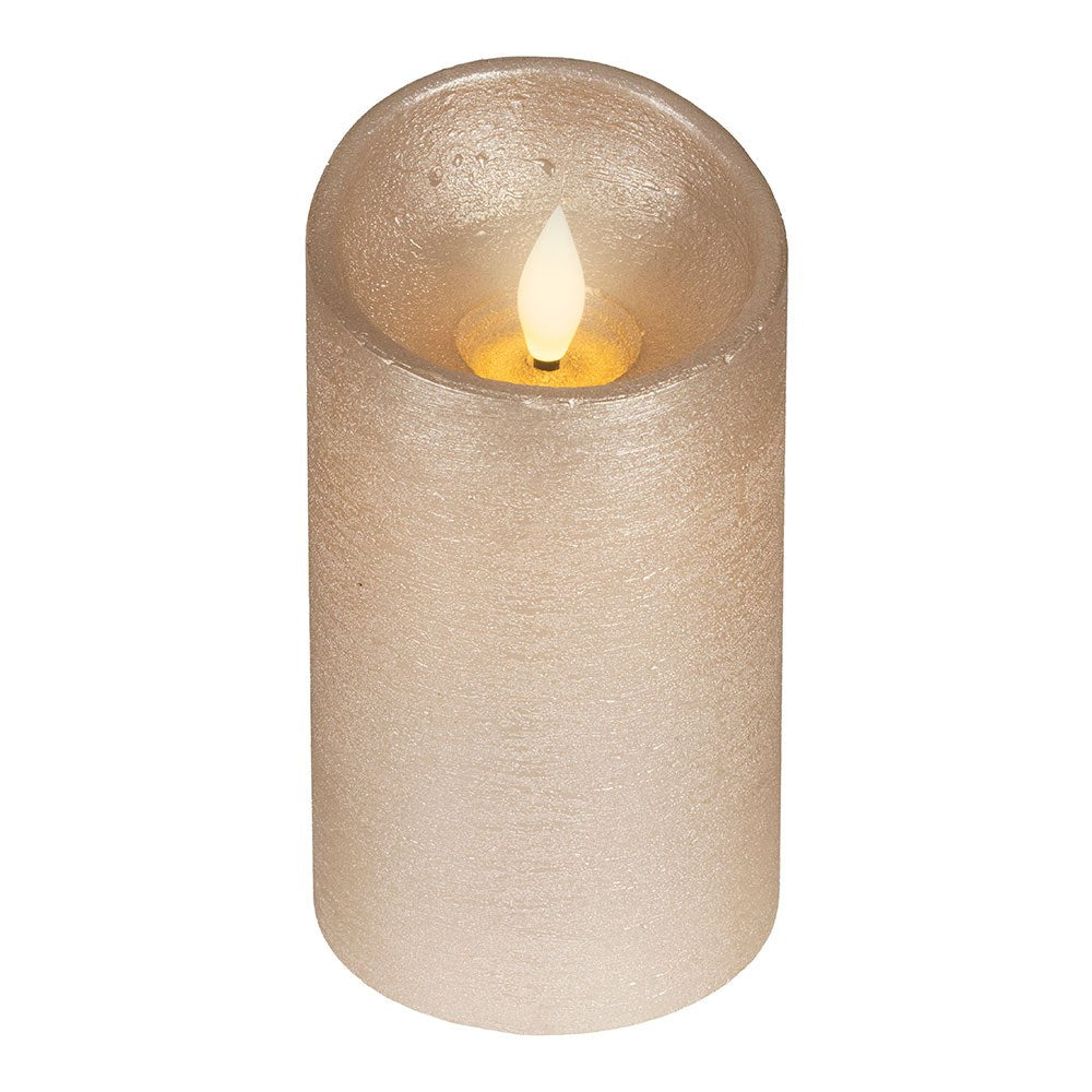 Vela de cera led, com topo curvo, cor dourada, Ã¸7,5 x 12,5 cm_0