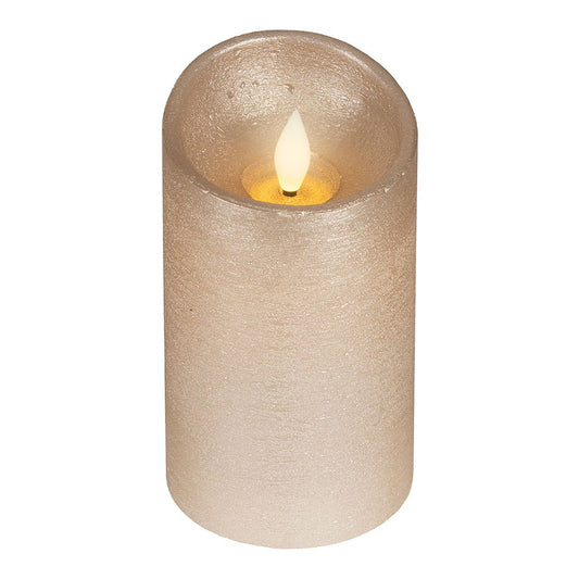 Vela de cera led, com topo curvo, cor dourada, Ã¸7,5 x 12,5 cm_0