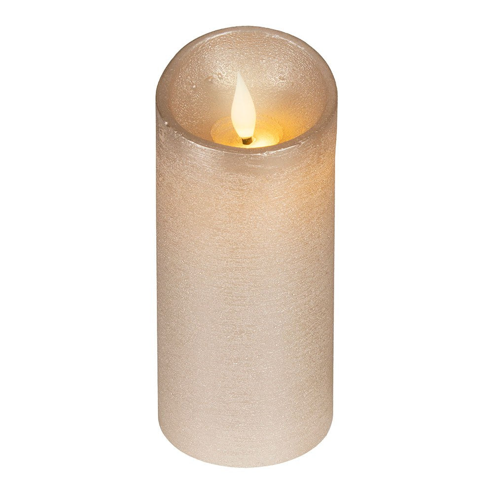 Vela de cera led, com topo curvo, cor dourada, Ã¸7,5 x 17 cm_0