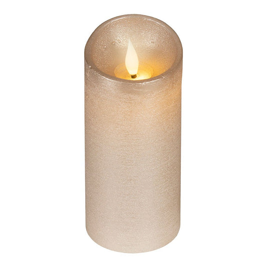Vela de cera led, com topo curvo, cor dourada, Ã¸7,5 x 17 cm_0