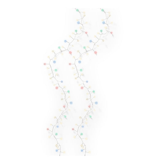 Grinalda micro led, uso interior, multicolor, 80 leds, com estrelas e arame prateado 1,5 m_0