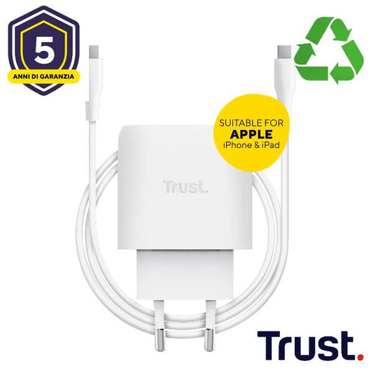 Carregador USB-C Trust / Branco / Plástico Reciclado 50% / 257_0