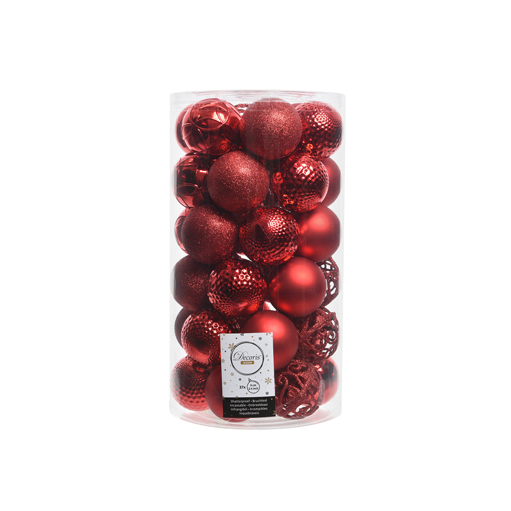 Pack de 37 bolas decorativas vermelhas para Ã¡rvore de natal Ã¸6cm_0