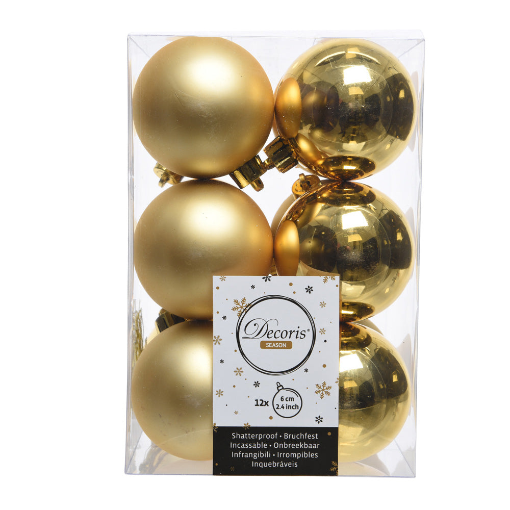 Pack de 12 bolas douradas decorativas para Ã¡rvore de natal Ã¸6cm_0