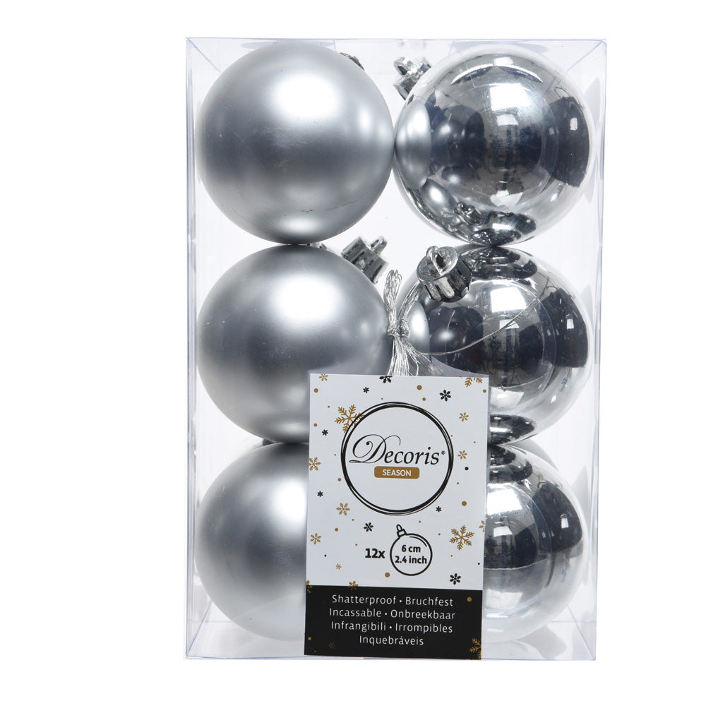 Pack de 12 bolas prateadas decorativas para Ã¡rvore de natal Ã¸6cm_0
