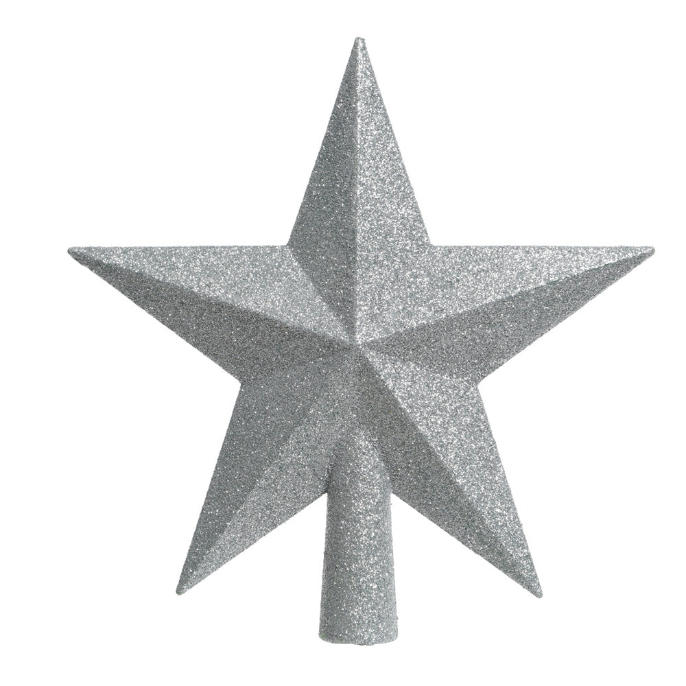 Estrela prateada com purpurina para Ã¡rvore de natal 19x4,2x19cm_0