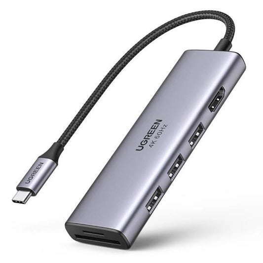 Ugreen multi-functional HUB USB Type C - 3x USB 3.2 Gen 1 / HDMI 4K 60Hz / SD and TF card reader gray (60383 CM511)_0