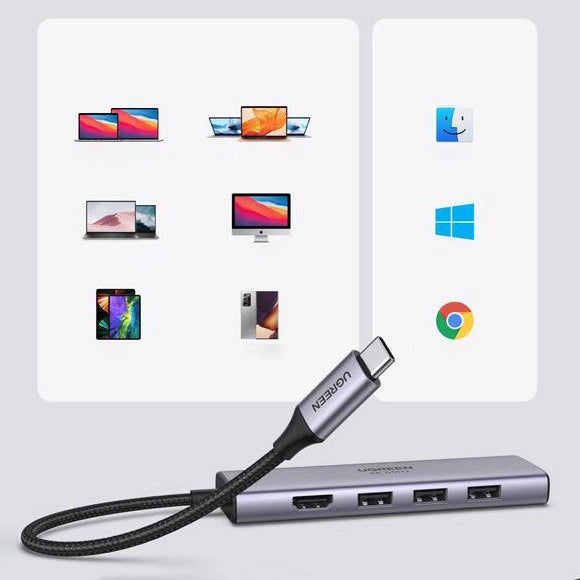 Ugreen multi-functional HUB USB Type C - 3x USB 3.2 Gen 1 / HDMI 4K 60Hz / SD and TF card reader gray (60383 CM511)_5