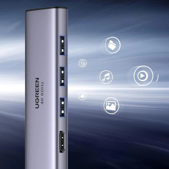 Ugreen multi-functional HUB USB Type C - 3x USB 3.2 Gen 1 / HDMI 4K 60Hz / SD and TF card reader gray (60383 CM511)_6