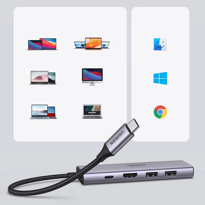 Ugreen 6in1 Multifunctional USB Type C HUB - 2x USB 3.2 Gen 1 / HDMI 4K 60Hz / SD and TF Card Reader / USB Type C PD 100W Gray (60384 CM511)_8