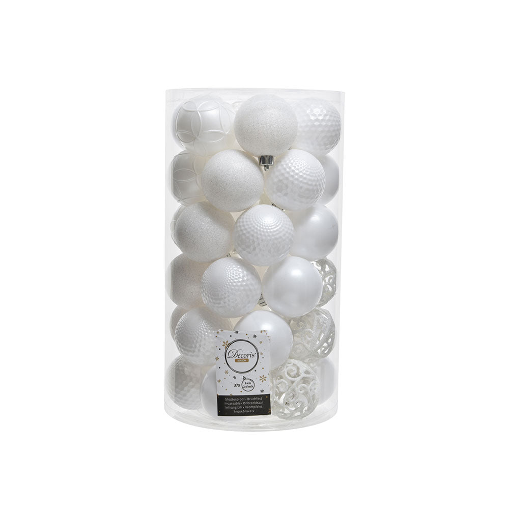 Pack de 37 bolas decorativas brancas para Ã¡rvores de natal Ã¸6cm_0
