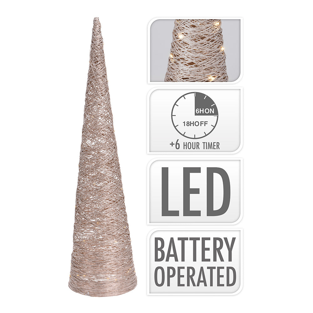 Ãrvore de rattan em forma de cone 40 leds 80cm dourado_0