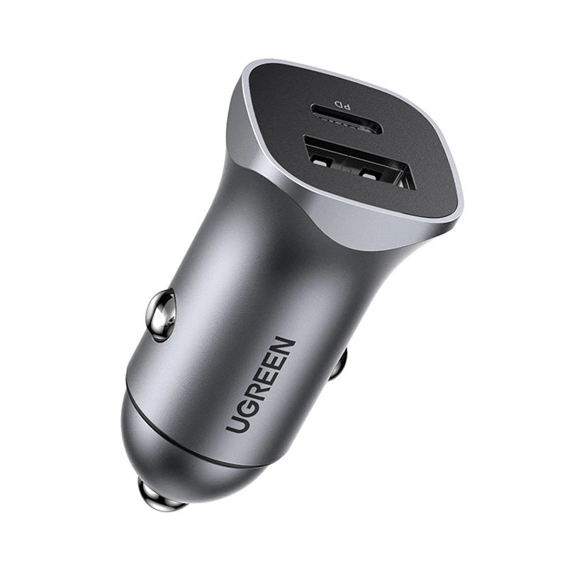 Ugreen Car Charger USB Type C / USB 24W Power Delivery Quick Charge Gray (30780)_0
