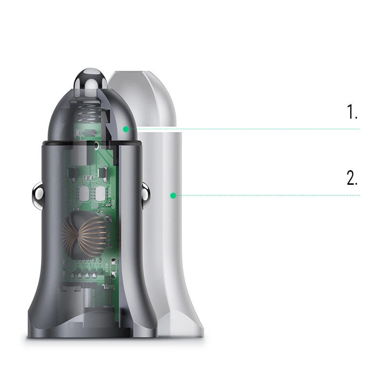 Ugreen Car Charger USB Type C / USB 24W Power Delivery Quick Charge Gray (30780)_1