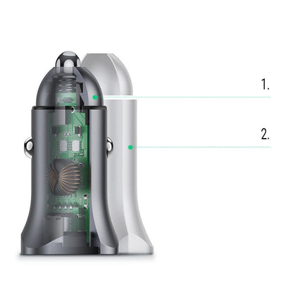 Ugreen Car Charger USB Type C / USB 24W Power Delivery Quick Charge Gray (30780)_1