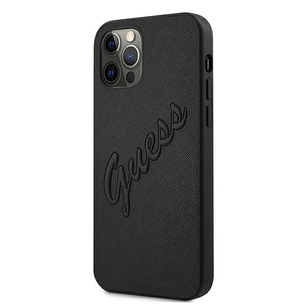 Guess Saffiano Vintage Script Case for iPhone 12 Pro Max 6.7" - Black_1