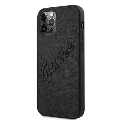 Guess Saffiano Vintage Script Case for iPhone 12 Pro Max 6.7" - Black_1