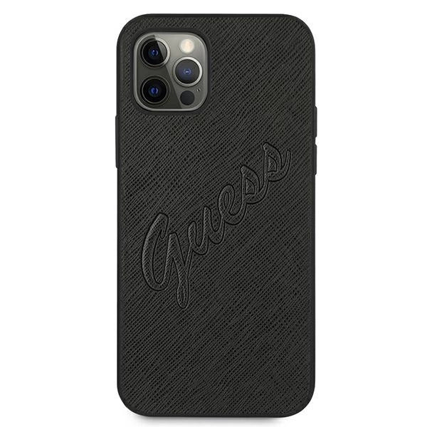 Guess Saffiano Vintage Script Case for iPhone 12 Pro Max 6.7" - Black_2