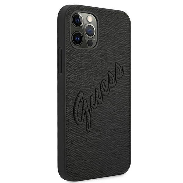 Guess Saffiano Vintage Script Case for iPhone 12 Pro Max 6.7" - Black_3