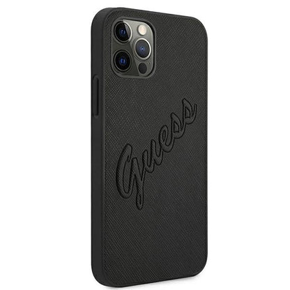 Guess Saffiano Vintage Script Case for iPhone 12 Pro Max 6.7" - Black_3