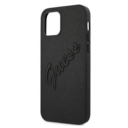 Guess Saffiano Vintage Script Case for iPhone 12 Pro Max 6.7" - Black_5