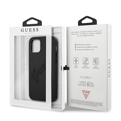 Guess Saffiano Vintage Script Case for iPhone 12 Pro Max 6.7" - Black_7