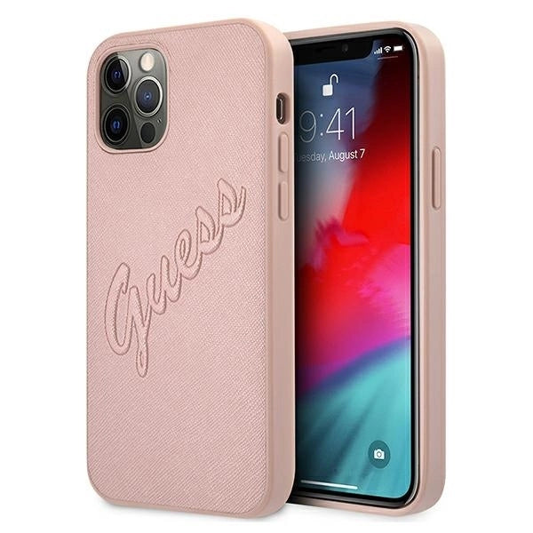Guess GUHCP12LRSAVSRG iPhone 12 Pro Max 6.7&quot; pink/pink hardcase Saffiano Vintage Script_0