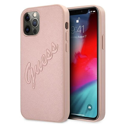 Guess GUHCP12LRSAVSRG iPhone 12 Pro Max 6.7&quot; pink/pink hardcase Saffiano Vintage Script_0