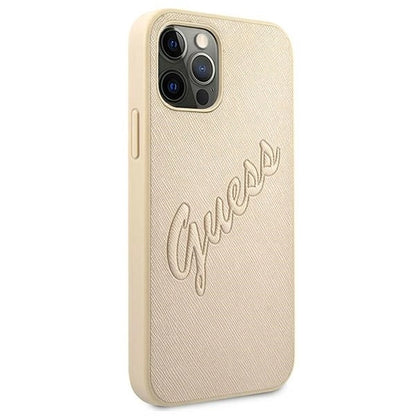 Guess GUHCP12MRSAVSLG iPhone 12/12 Pro 6.1" gold/gold hardcase Saffiano Vintage Script_3