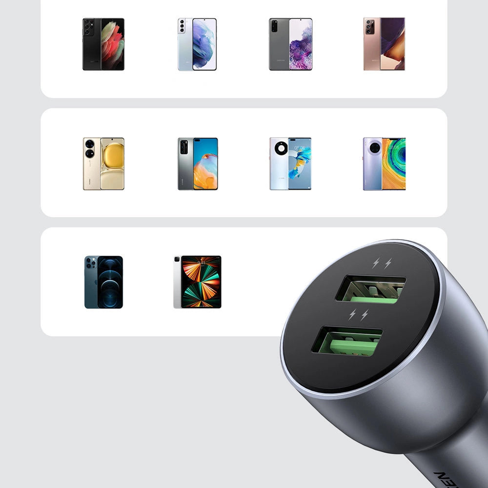 Ugreen fast car charger 2x USB 36W Quick Charge SCP FCP AFC gray (CD213 10144)_2