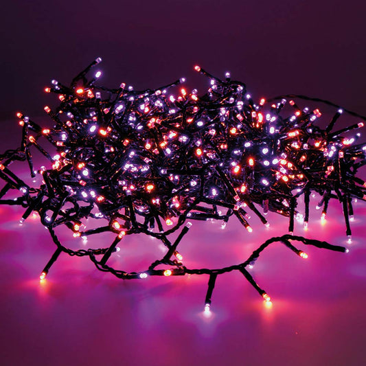 Grinalda led compact intermitente roxo e laranja 750 leds ip44 cabo preto 21m_0