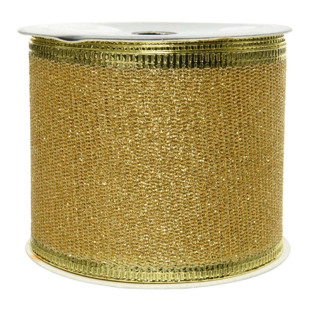 Fita com purpurina dourado para fazer laÃ§os 270x6,3cm_0
