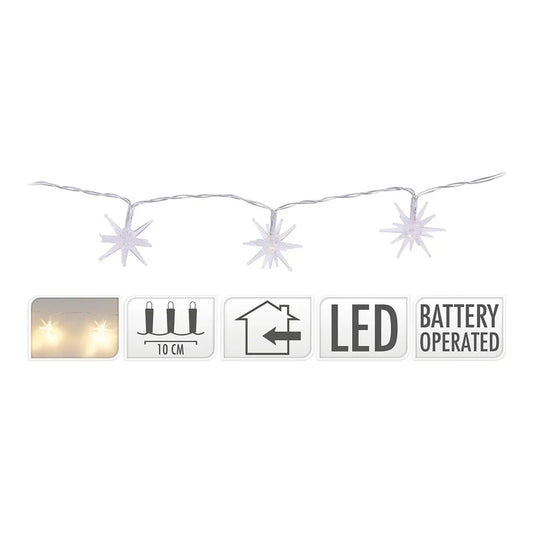 Grinalda a pilhas fixa 10 leds branco quente estrelas decorativas Ã¸45mm ip20 1,30m cores/modelos sortidos_0