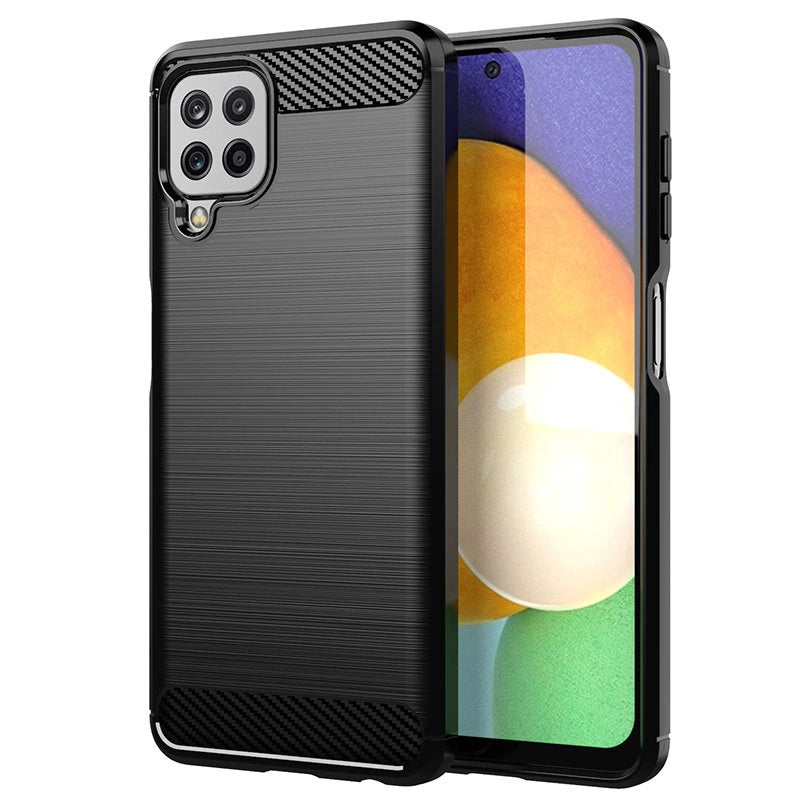 Carbon Case Flexible Cover TPU Case for Samsung Galaxy A22 4G black_0