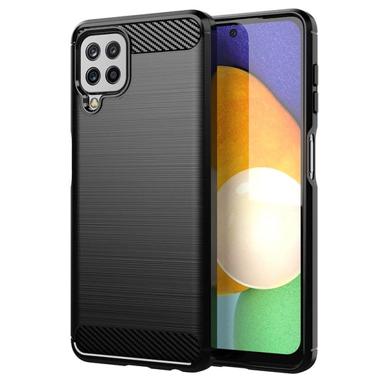 Carbon Case Flexible Cover TPU Case for Samsung Galaxy A22 4G black_0