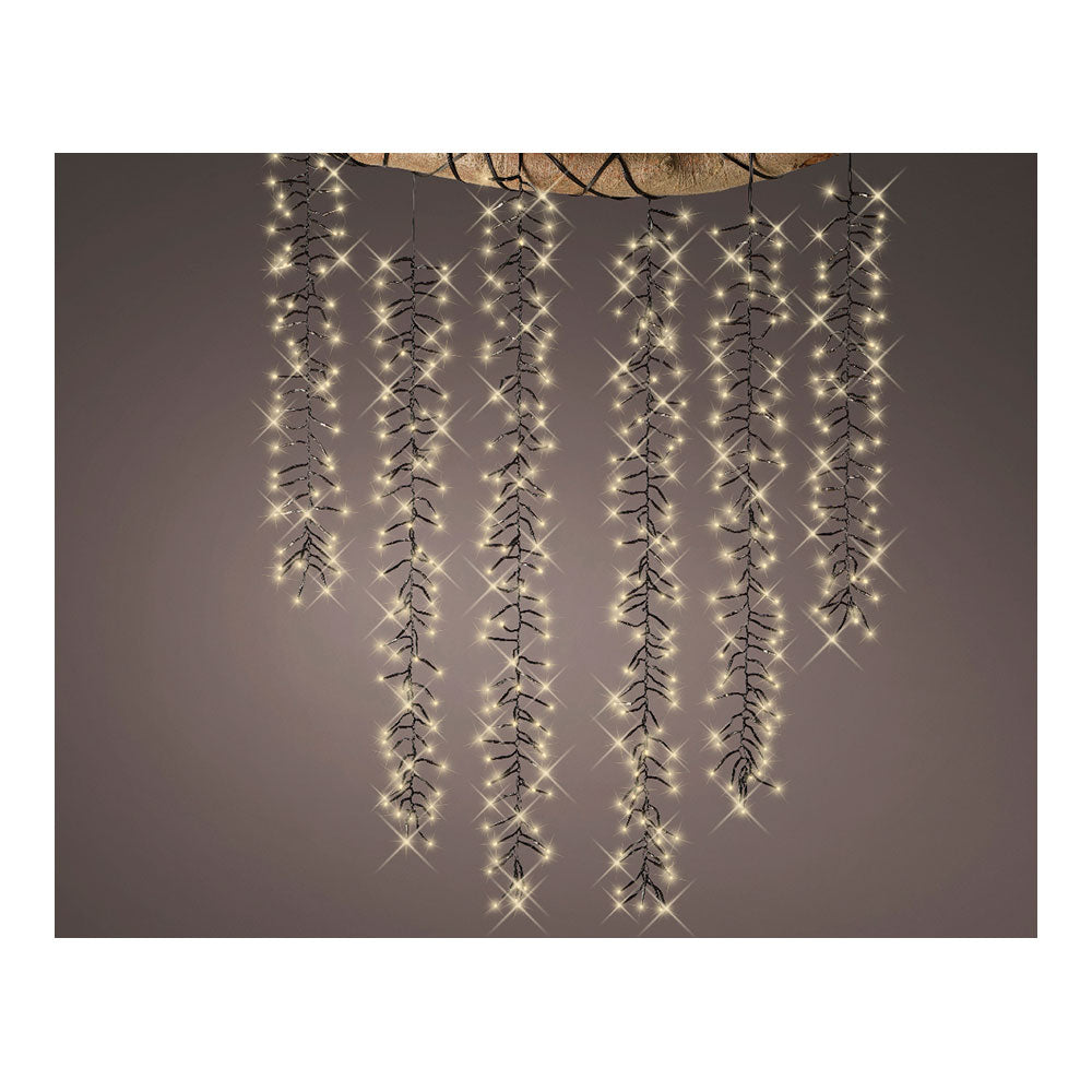 Cortina cascata ideal para Ã¡rvores com 8 funÃ§Ãµes, 480 leds branco quente, ip44 200cm_0