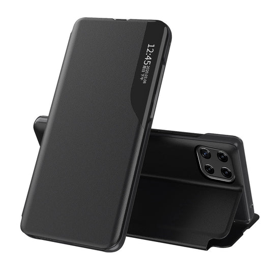 Eco Leather View Case elegant bookcase type case with kickstand for Samsung Galaxy A22 4G black_0