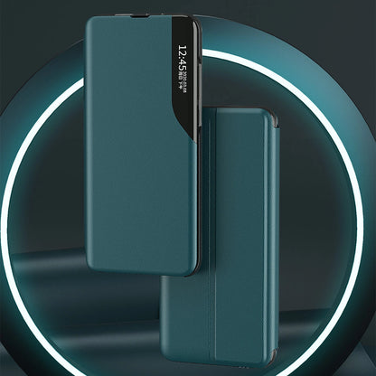 Eco Leather View Case elegant bookcase type case with kickstand for Samsung Galaxy A22 4G orange_3