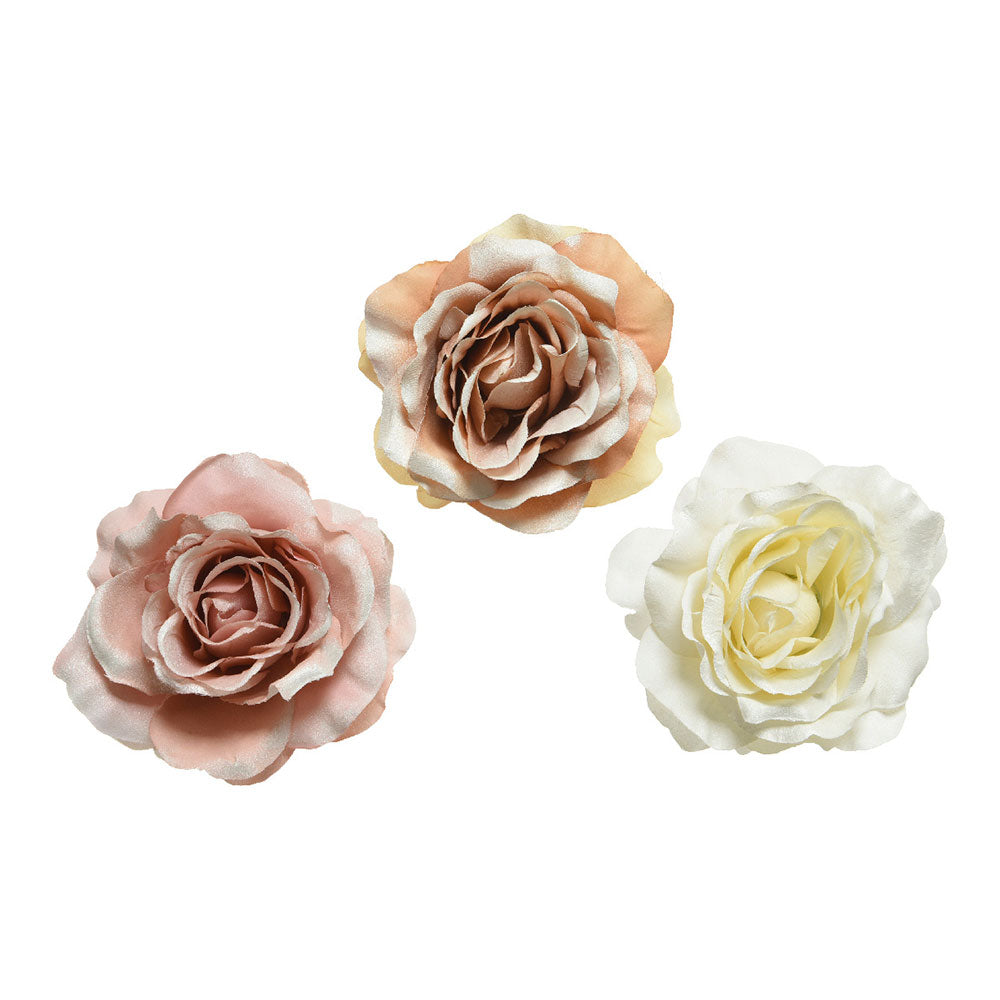 Rosa com clip de poliÃ©ster cores sortidas Ã¸8,5x14cm_0
