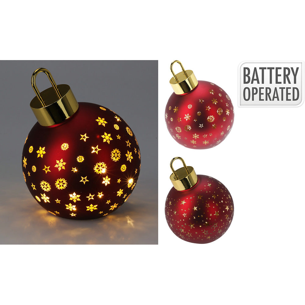 Bola de natal led vermelha mate, branco quente, modelos variados Ã¸15 cm_0
