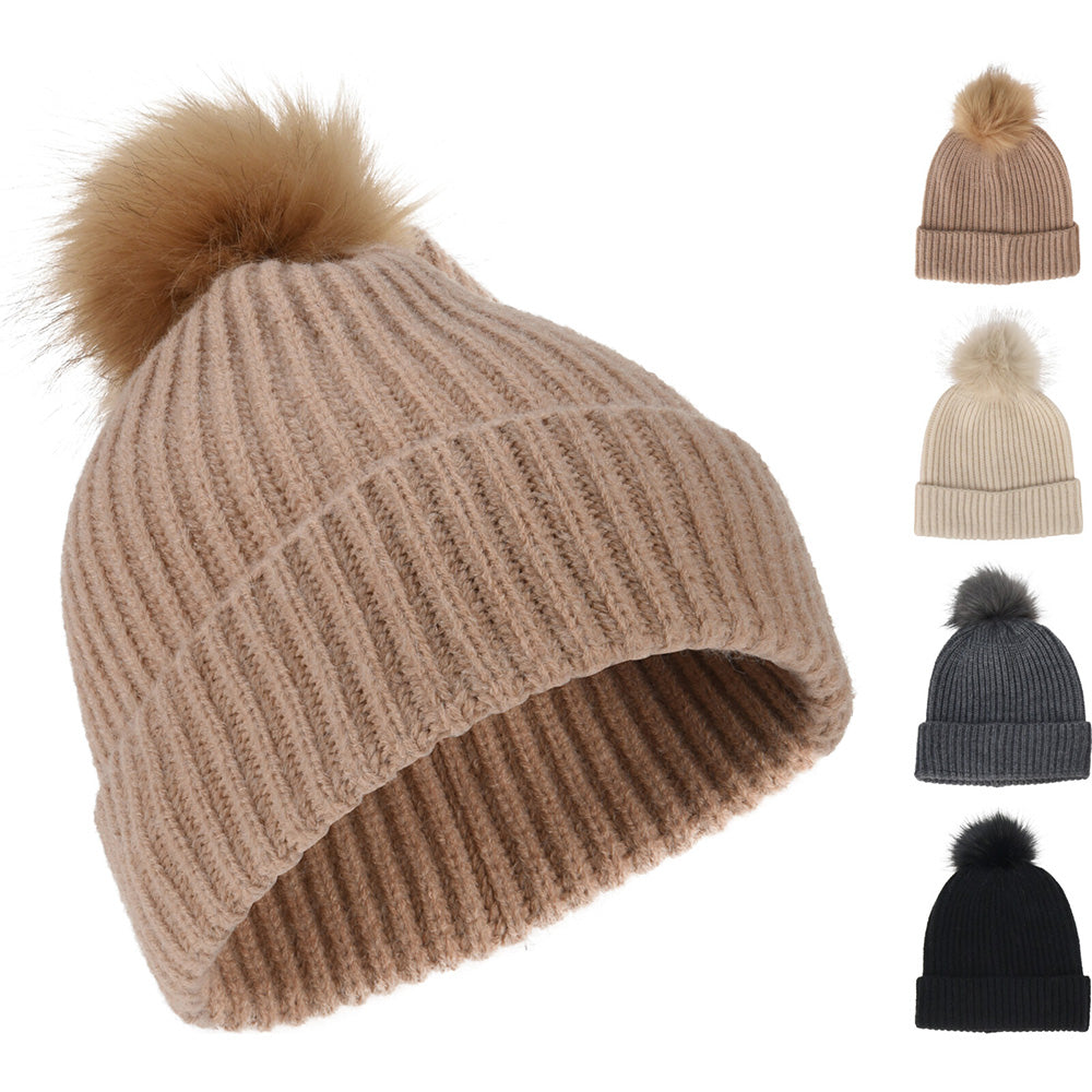 Gorro de malha com pompom, cores sortidas._0