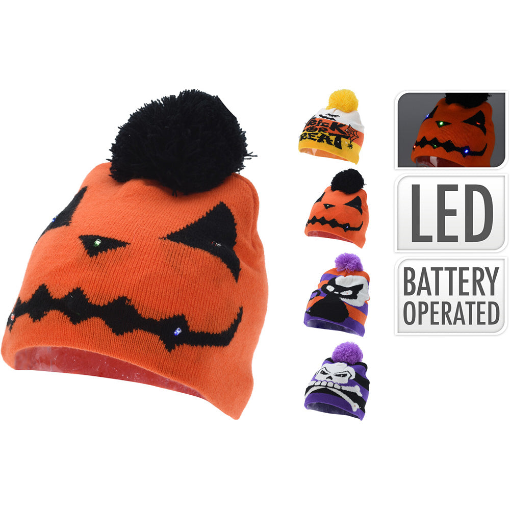 Gorro halloween com luz led, multicor, 6 leds, a pilhas, 4 modelos_0