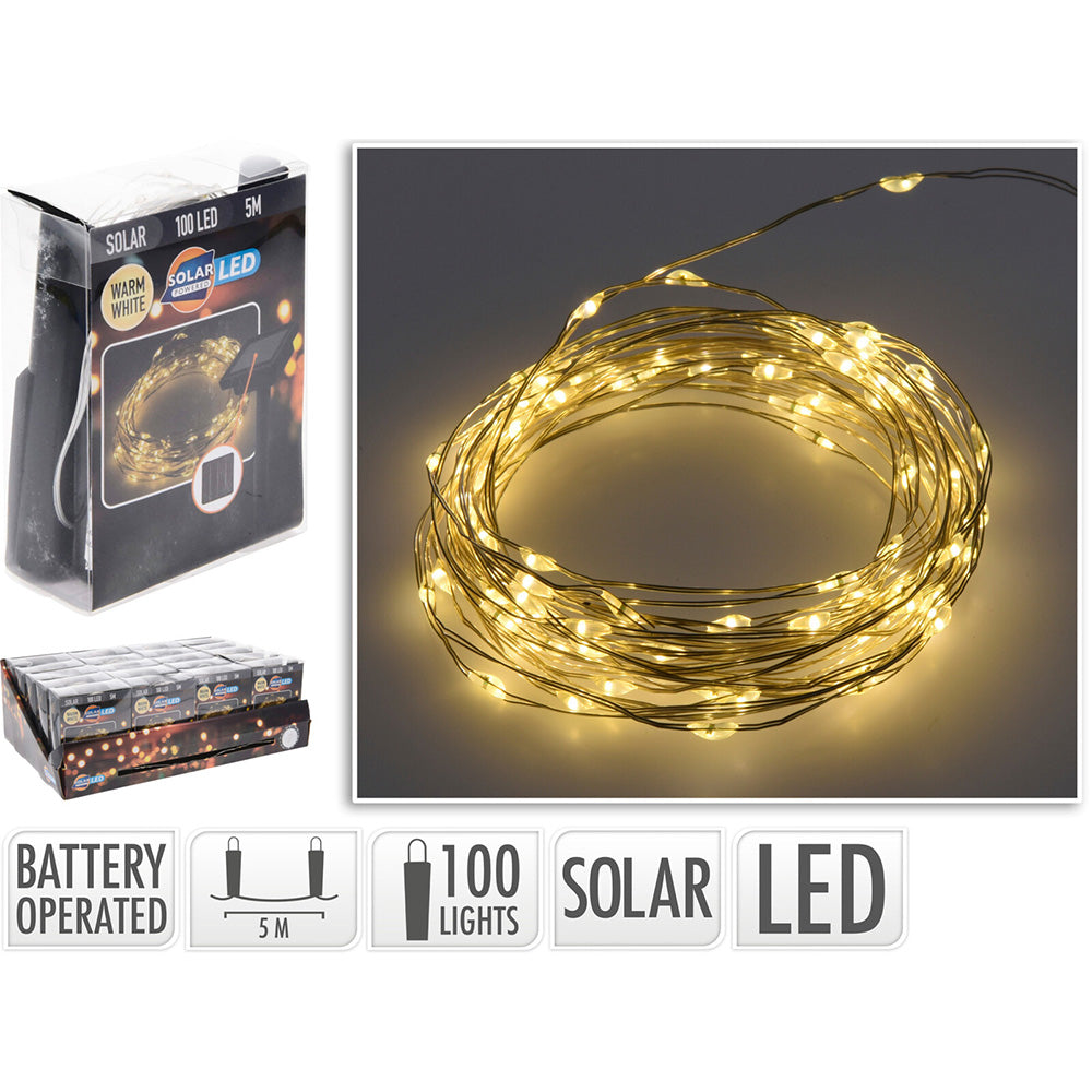 Grinalda micro led, branco quente, 100 leds, solar, 7m_0