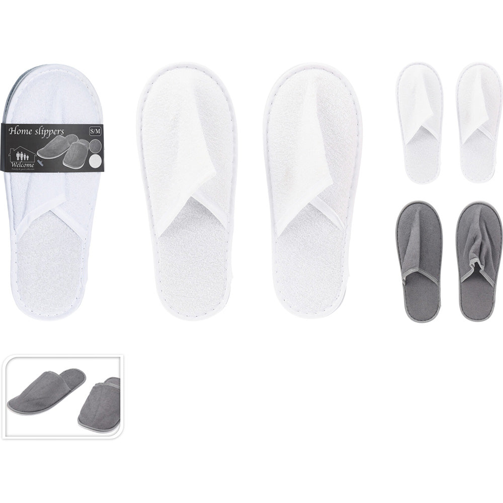 Chinelos terry, branco/cinza, poliÃ©ster, tamanhos s/m e l/xl_0