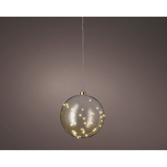 Pingente bola de cristal microled, luz fixa, Ã¸21cm, branco quente._0
